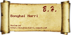 Bonyhai Harri névjegykártya